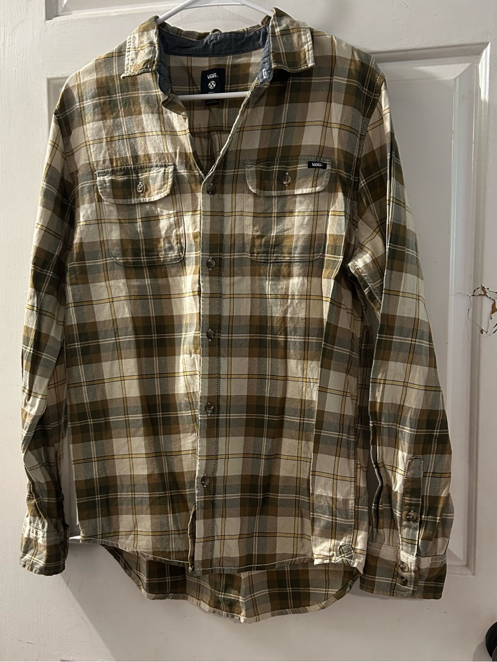 Vans Olive and Cream Plaid Lightweight Shirt Jacket
